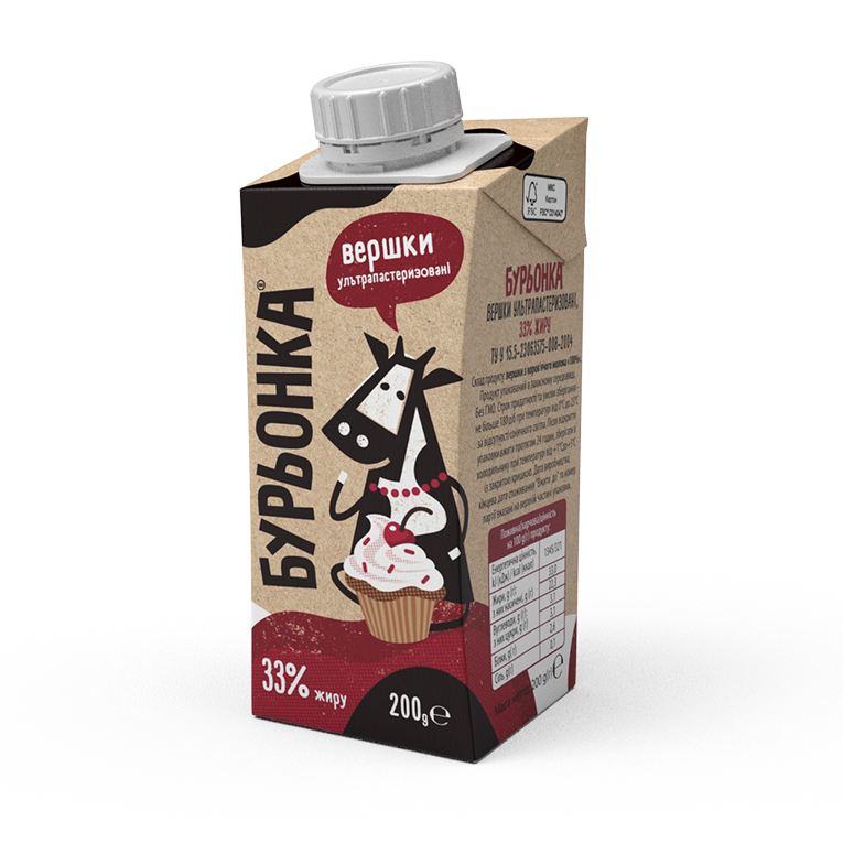 Сливки жидкие 33% 200гр. Буренка - фото 1
