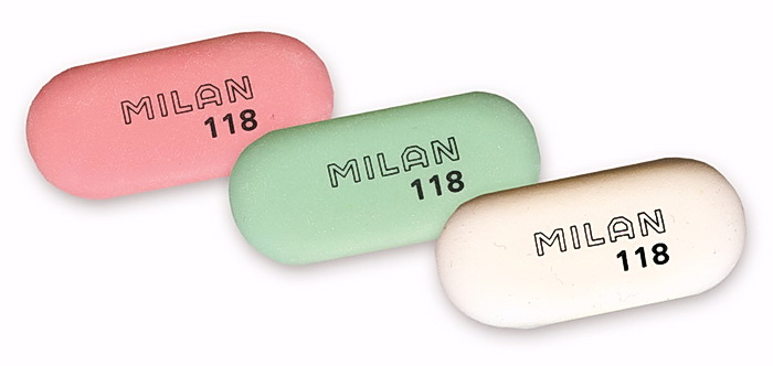 Гумка 118, овальна з м'якого синтетичного каучуку, середня, асорті MILAN - фото 2
