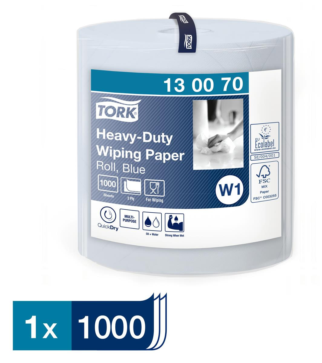 Протиральний папір великий рулон, 2-х сл., 36,9*34см., 340м., 350 листів, блакит. W1 Tork - фото 1