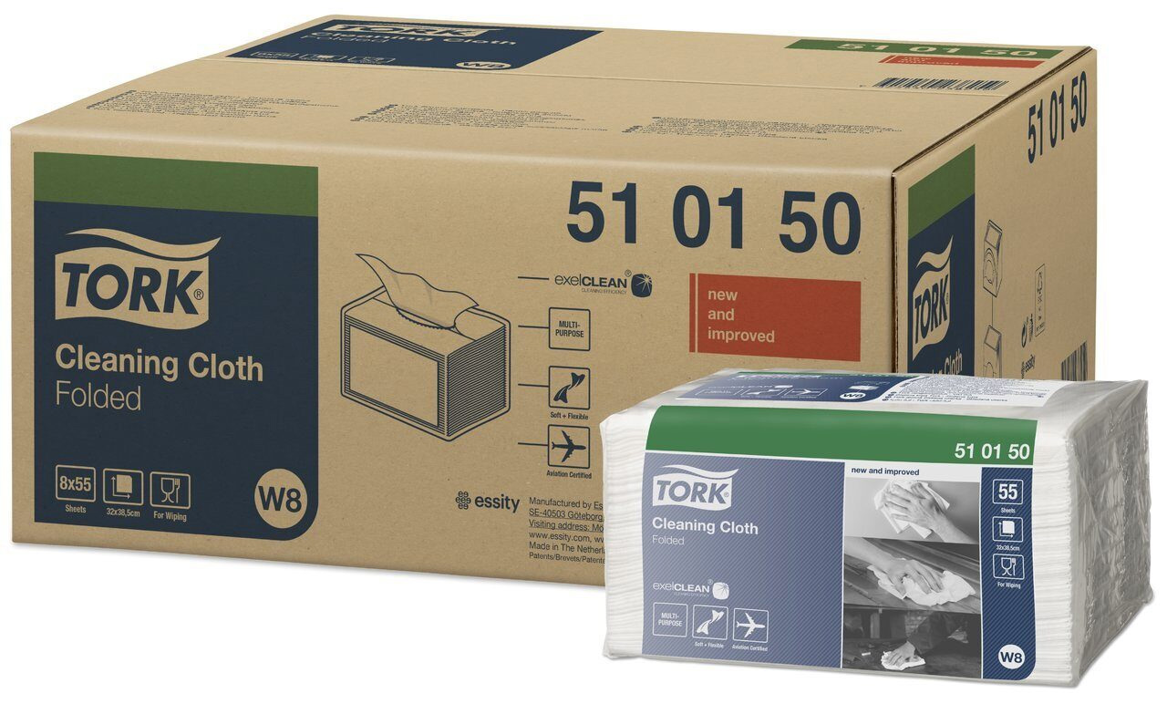 Протиральний матеріал низьковорсовий, 55г/м2., 1-сл., 32*38,5см., 55шт. / уп., біл. W8 Tork - фото 1