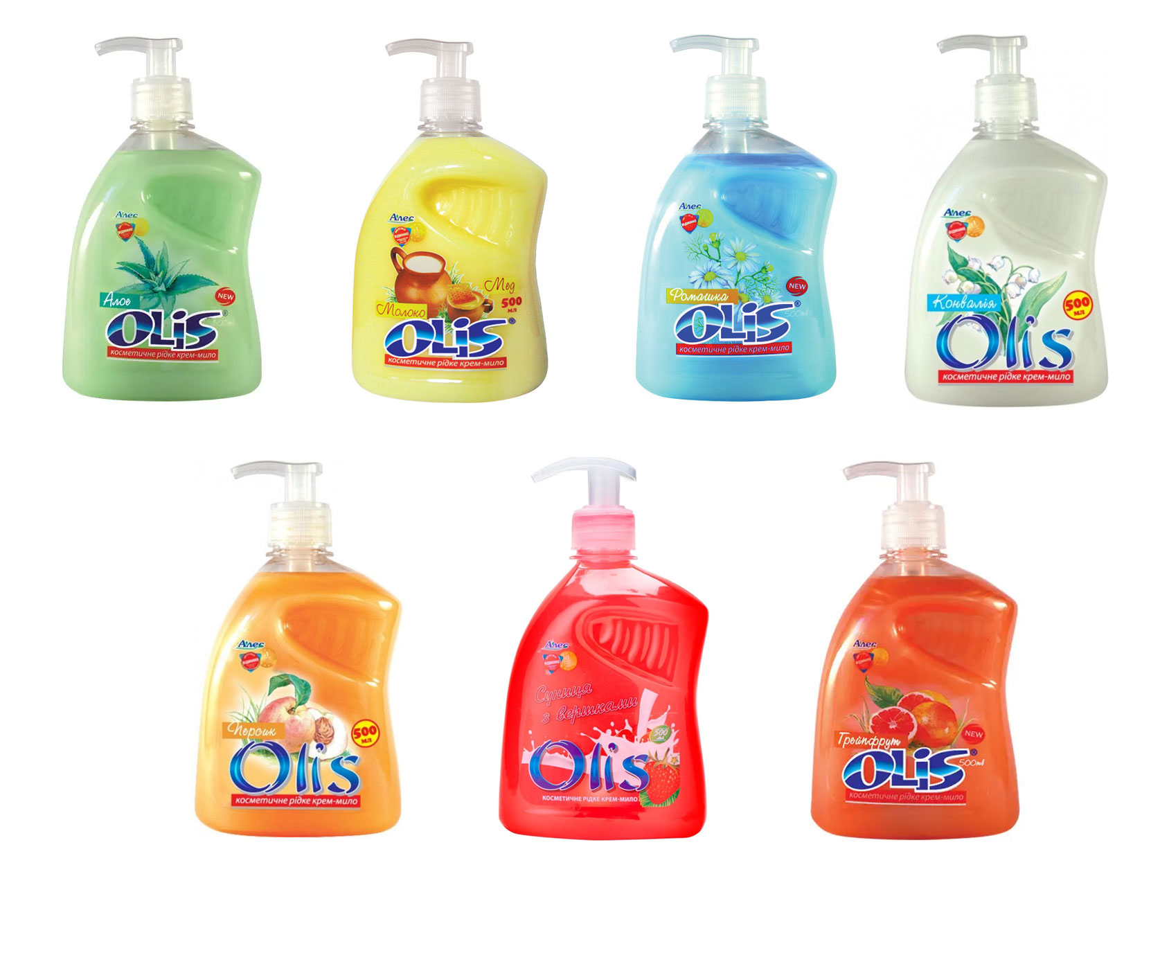 Мило-крем рідке, 500мл. Ромашка, з дозатором Olis - фото 1