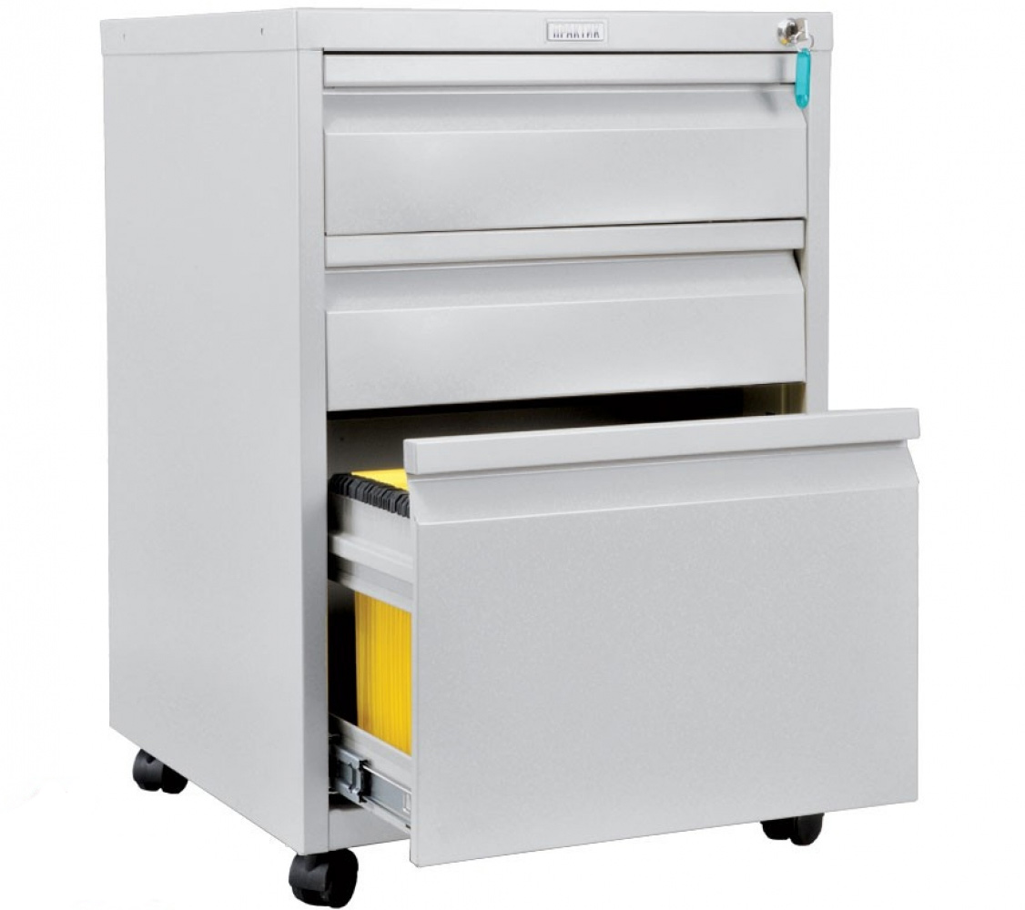 Тумба мобільна 3 ящика (700*470*490) металева, сірий Практик - фото 2