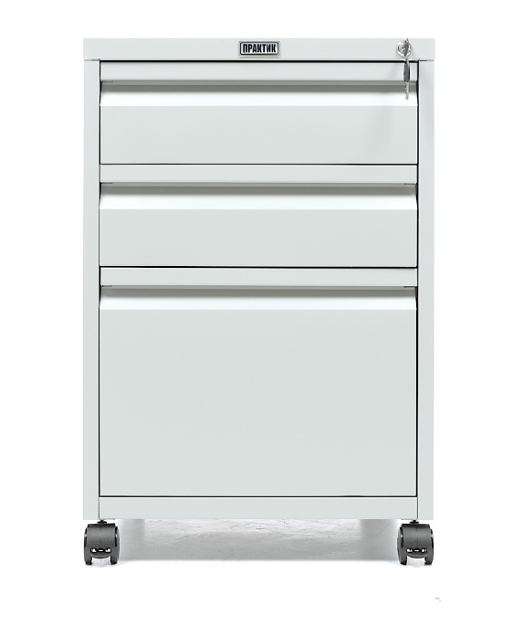 Тумба мобільна 3 ящика (700*470*490) металева, сірий Практик - фото 3