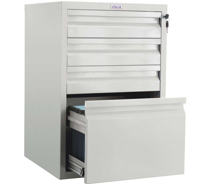 Тумба мобильная 4 ящика,(710*480*490мм.) метал., замок, серый Valberg - фото 3