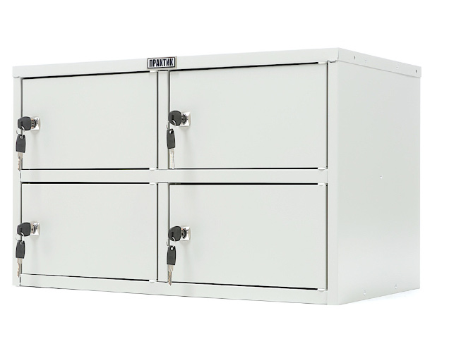 Шкаф кассира 4 отделения с замками (370*601*332мм.) метал., серый Практик - фото 1