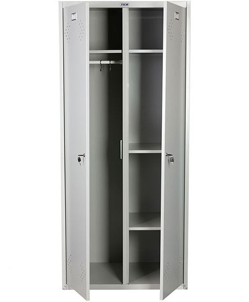 Шкаф для раздевалок, две двери, две секции (1830*813*500мм) метал., замок, серый Практик - фото 5