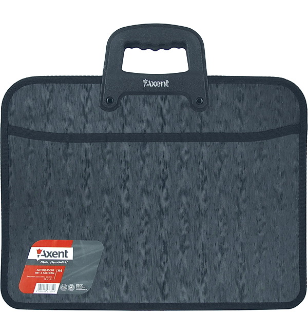 Портфель-картотека на 2 отделения, А4, на молнии, черн. Axent - фото 1