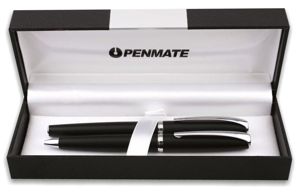 Ручка шариковая и перьевая Verona в подарочном футляре, черн. Penmate - фото 1