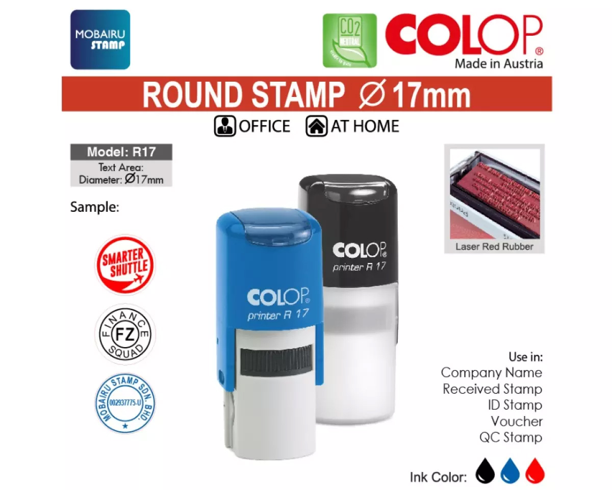 Оснастка для круглой печати, диаметр 17мм., круглый корпус, пластик, красн. Colop - фото 2