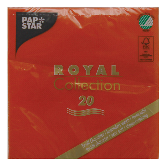 Салфетки 33*33см. PapStar 3-х слойная, 20шт./уп., красн. PapStar - фото 1