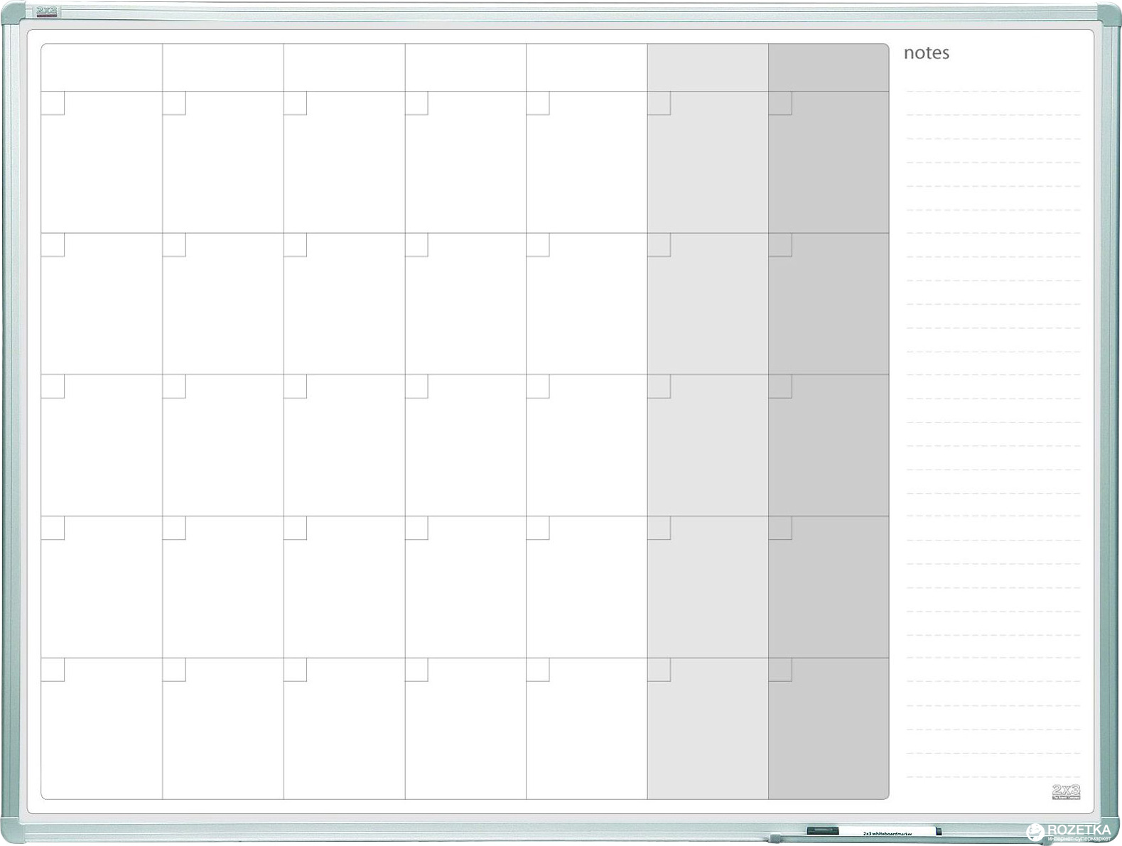Доска белая магнитная планер на месяц ALU23 120*90см., алюминиевая рамка, лак 2x3 - фото 1
