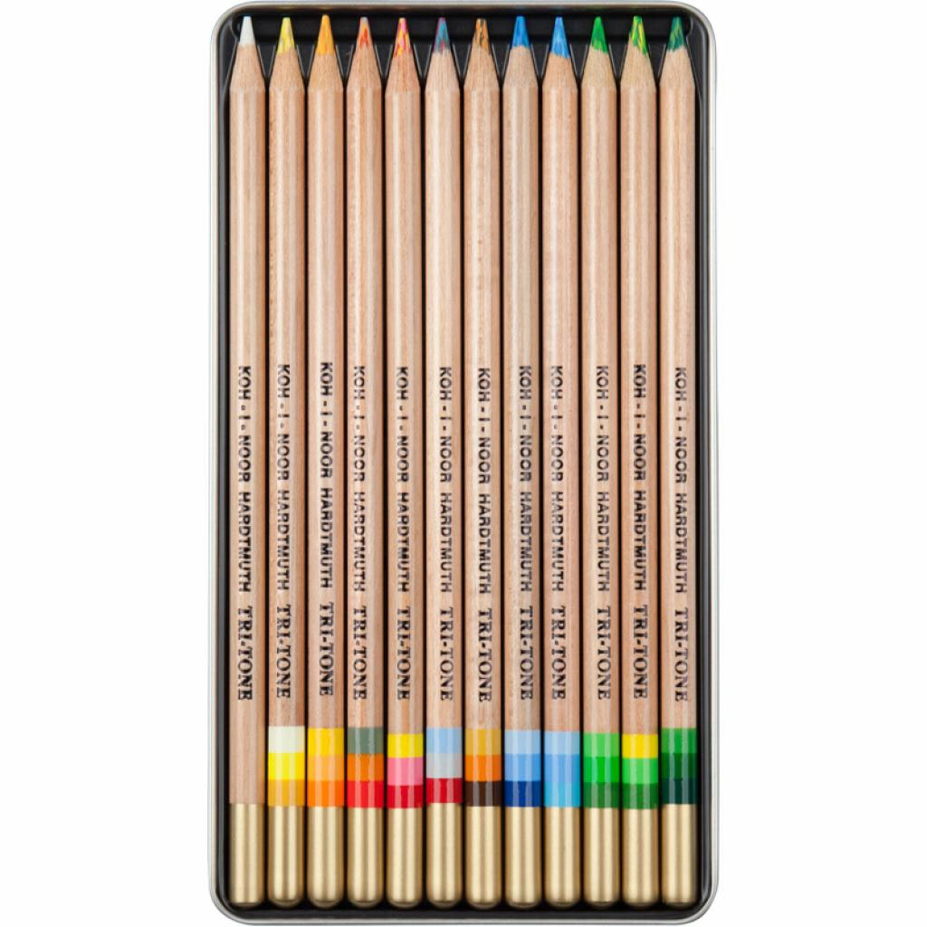 Карандаши цветные, 11+1цв., TRI-TONE, метал./коробка Koh-i-noor - фото 2