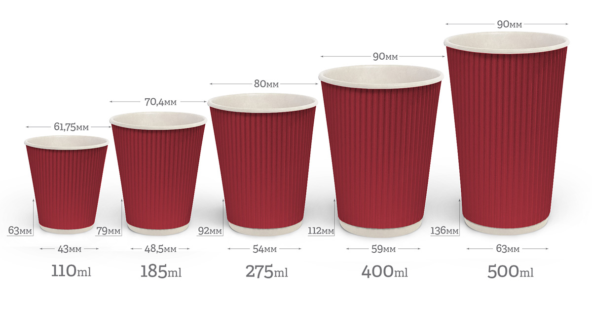 Стакан бумажный гофрированный 400мл., термо, 25шт./уп., красн. Украина - фото 1