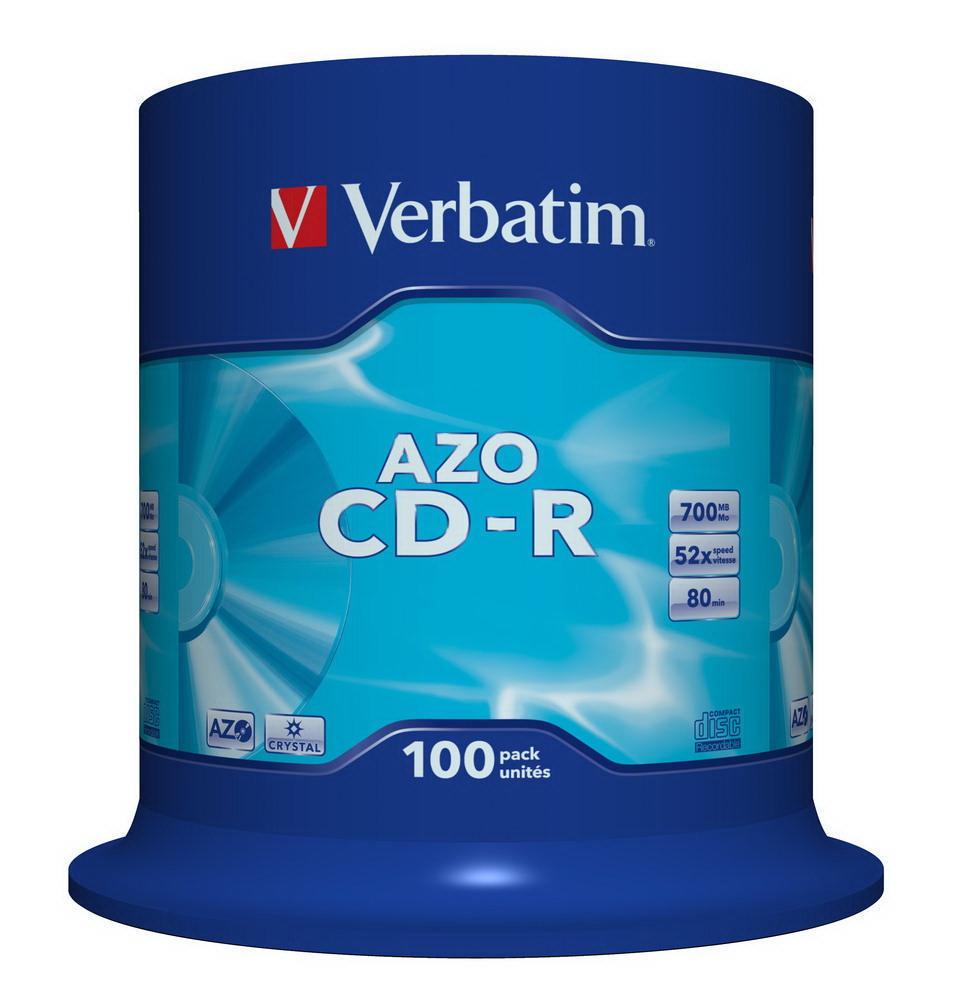 Диск CD-R 700Mb/80min 52x 100шт/уп. Cake Box Verbatim - фото 1