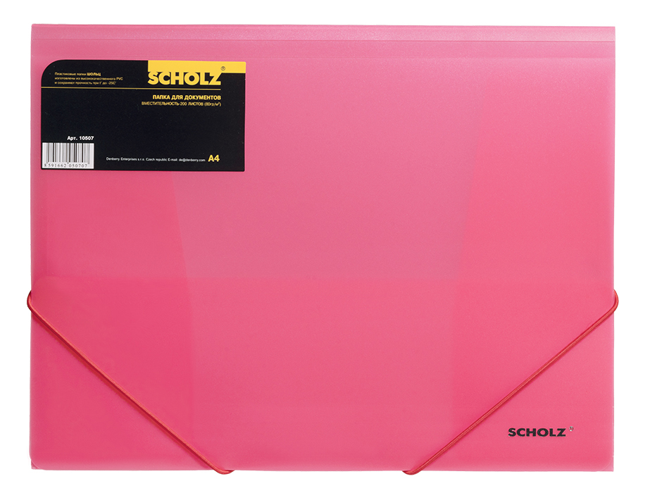 Папка на резинках А4, пластик прозр., ассорт. Scholz - фото 1