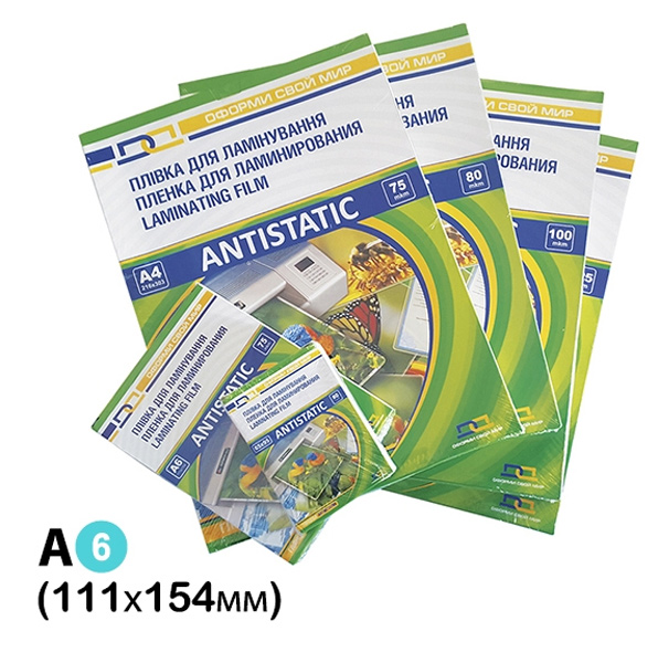 Плівка А6 111*154мм., 80мк., глянцева, 100шт./уп. D&Art - фото 1