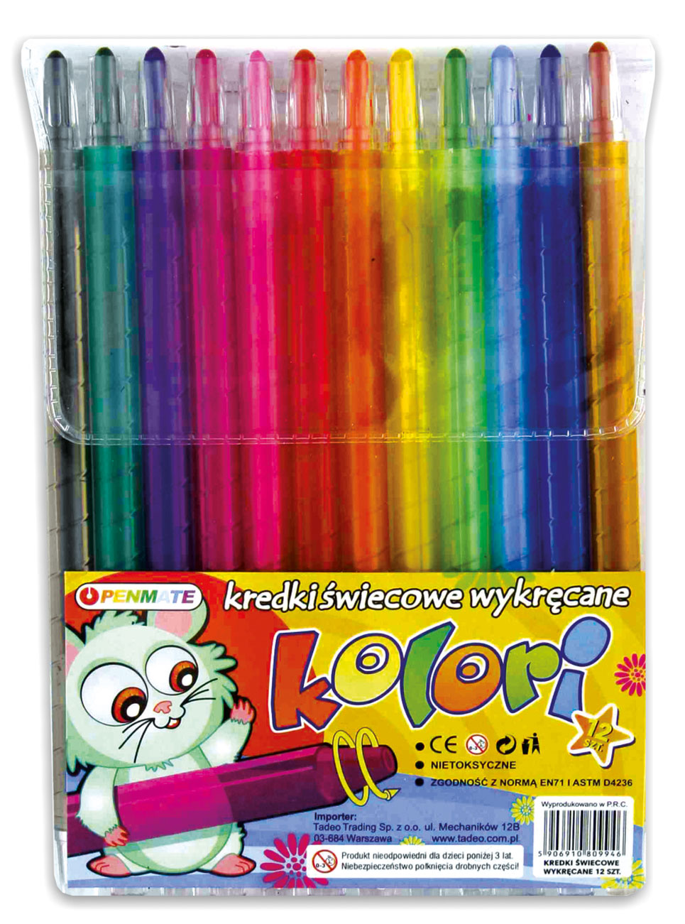 Карандаши восковые 12цв. Kolori, в корпусе Penmate - фото 1