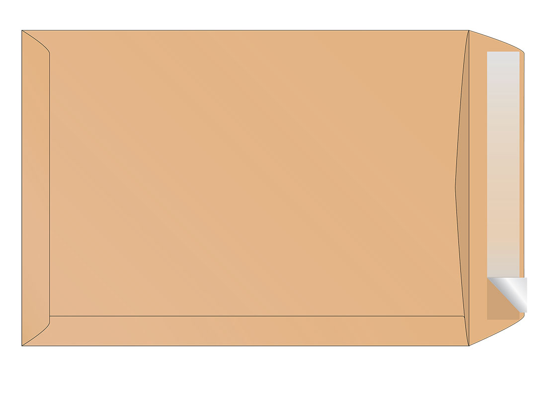 Конверт E4 (280*400), відривна стрічка, боковий клапан, крафт, 110г/м2 Optimail - фото 2