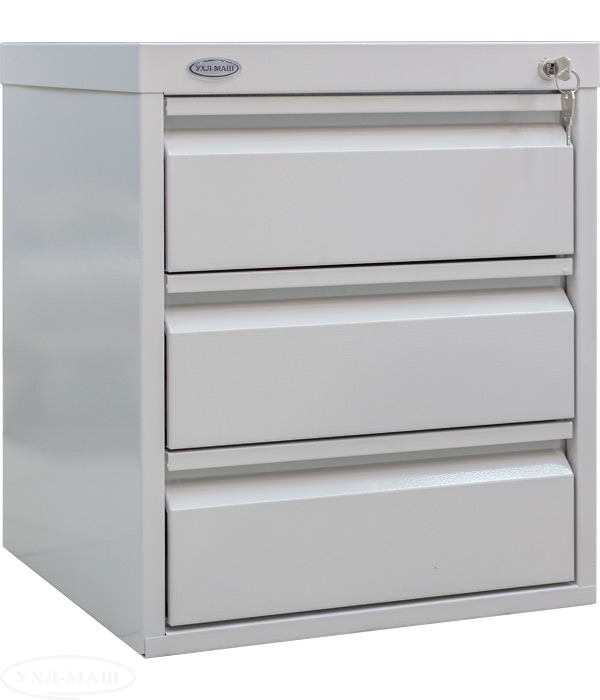 Шафа картотечна для трудових книжок на 3ящ., 710*570*602мм., металева з замком, сір. УХЛ-МАШ - фото 3