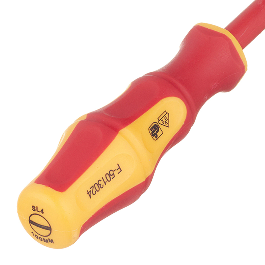 Отвертка шлиц диэлектрическая VDE DIN ISO 2380 4,0X100, красн. WGB - фото 1