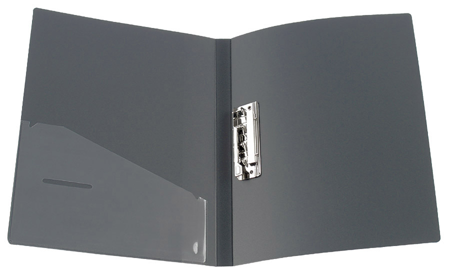 Папка с боковым прижимом А4, 20мм., пластик, сер. Axent - фото 2