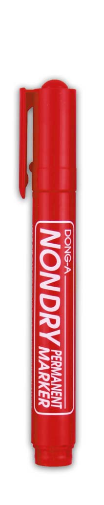 Маркер перманентний, клиноподібний наконечник 1-5мм., черв. Dong-A - фото 1