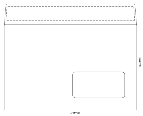 Конверт C5 162*229 отр. лента, окно, 80гр./м2. 500шт./уп., загрузка по длинной стороне, бел. Optimail - фото 2