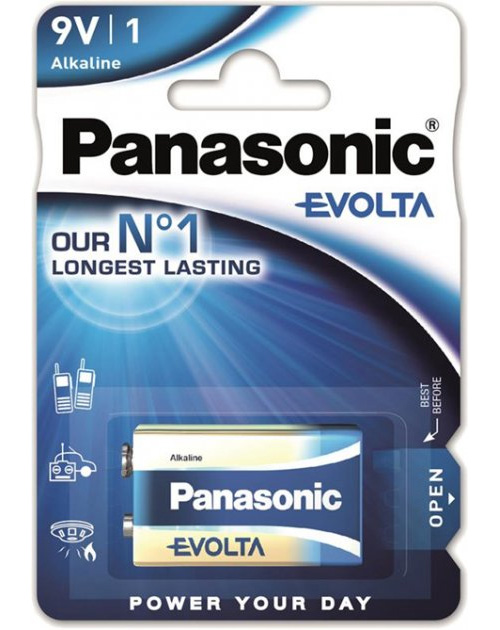 Батарейка 9V, 6LR61/MN1604/6LP3146/6LF22/PP3/ER9V/Крона/Корунд, Evolta Panasonic - фото 1