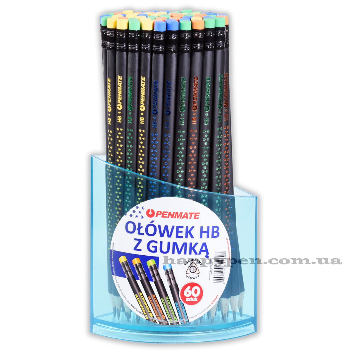 Карандаш чернографитный с резинкой НВ 