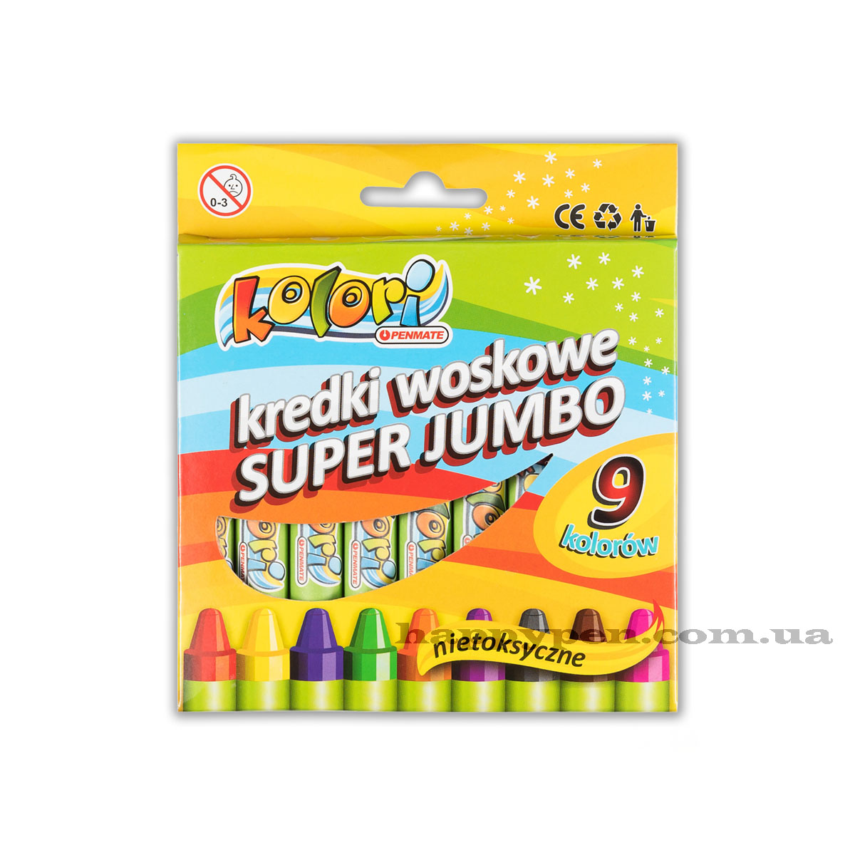 Олівці воскові 9кол. Kolori Super Jumbo, діаметр 14мм., довжина 115мм. Penmate - фото 3