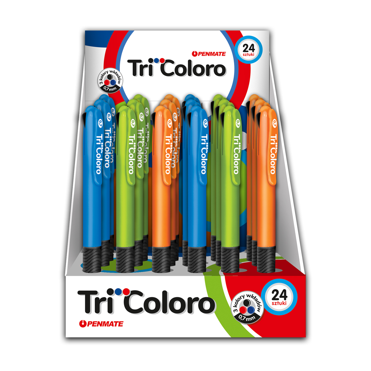 Ручка кульуова автоматична Tri Coloro 3х-кольорова, 0,7мм., колір чорнил: син., чорн. і черв. Penmate - фото 3
