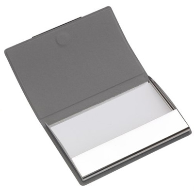 Визитница карманная, сталь/кожа, черн. Китай - фото 2