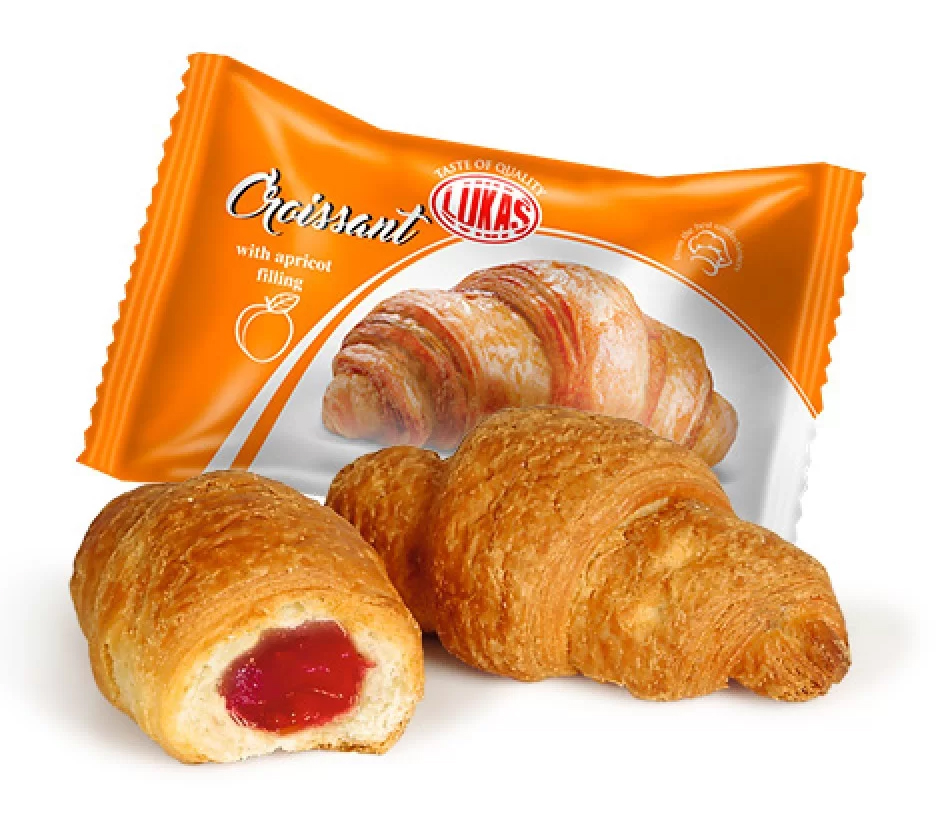 Круасанчик с абрикосовым наполнителем в индивидуальной упаковке, 1,4кг. Лукас - фото 3