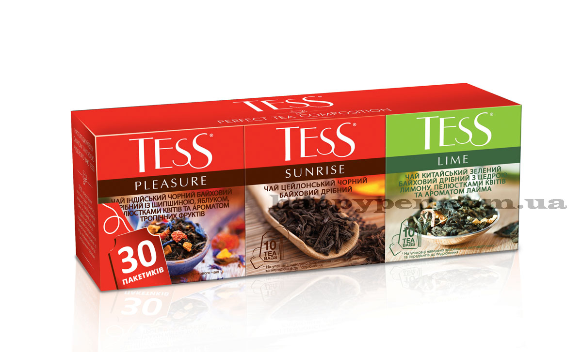 Чай в наборе пакетированный №1 Pleasure/Sunrise/Lime, 30шт. Tess - фото 1
