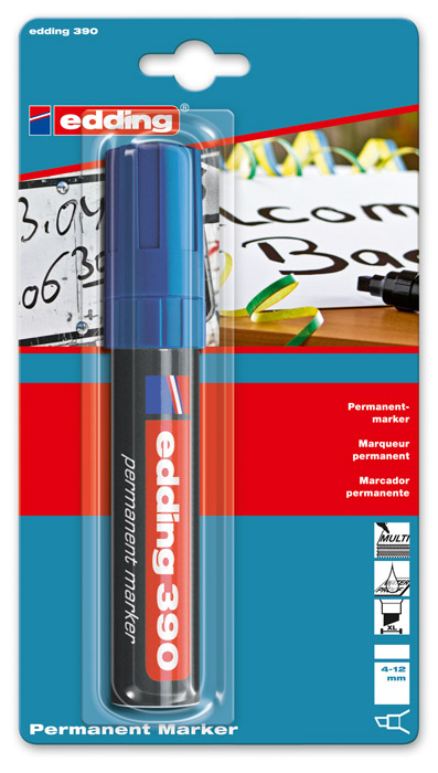 Маркер перманентний, клиноподібний наконечник 4-12мм., Гігант 390, син. Edding - фото 3