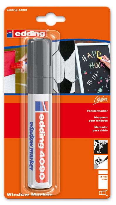 Маркер для вікон 4090, клиноподібний наконечник 4-15мм., чорн. Edding - фото 5