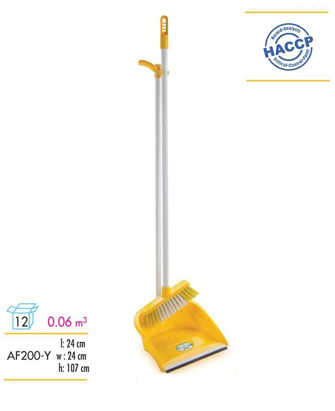 Набір для прибирання: щітка з довгою ручкою і совок для сміття, AF200, жовт. Uctem - фото 1