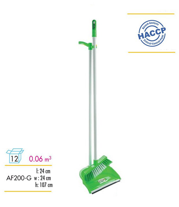Набор для уборки помещений: щетка с длинной ручкой и совок для мусора, AF200, зелен. Uctem - фото 1
