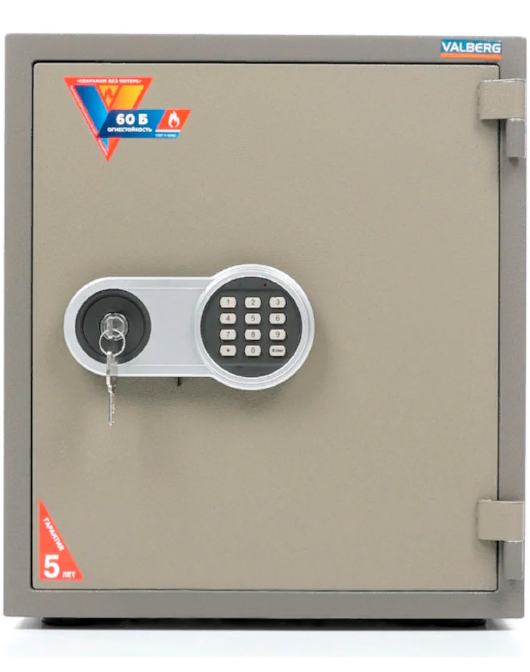 Сейф огнестойкий (490*430*430мм.) элек/код.+ ключевой замок, 1 полка.  FRS-51 EL, коричн. Valberg - фото 2