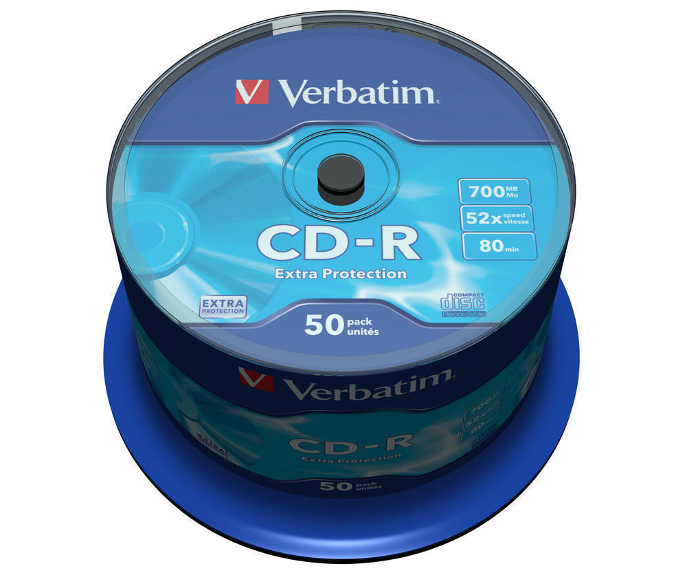 Диск CD-R 700Mb/80min 52x 50шт/уп. Cake Box Verbatim - фото 1