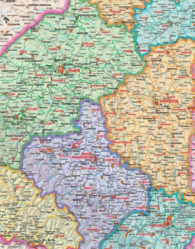 Карта України адміністративна 193*133см,  картон Україна - фото 3