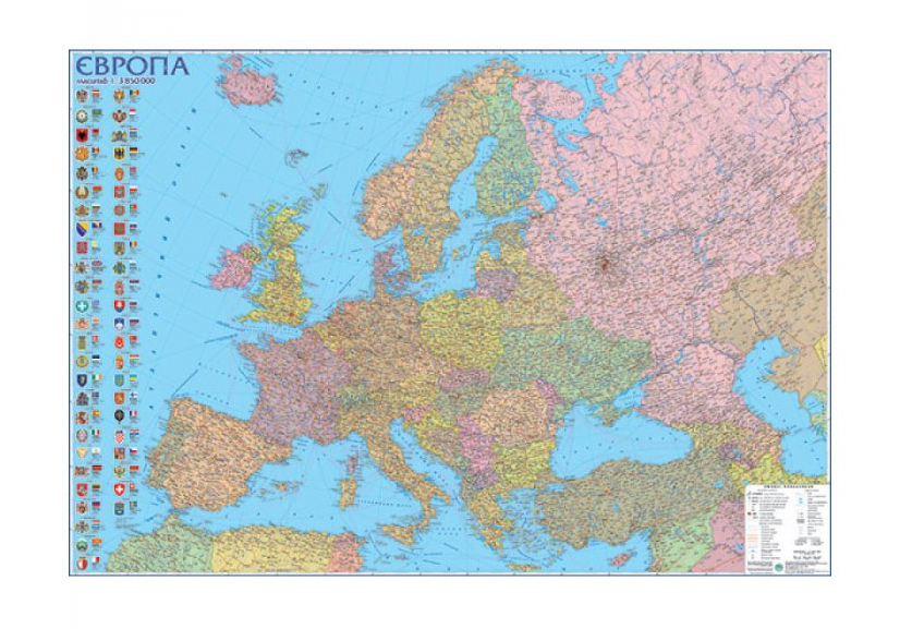 Карта Европы политическая 110*77см., ламинация Украина - фото 2