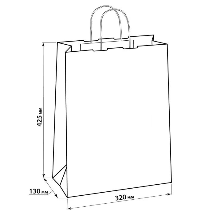 Пакет бумажный 32х13х42,5см., крафт коричн. NATURAL Украина - фото 3