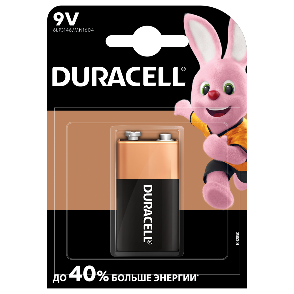 Батарейка 9V, 6LR61/MN1604/6LP3146/6LF22/PP3/ER9V/Крона/Корунд, Alkaline Duracell - фото 1