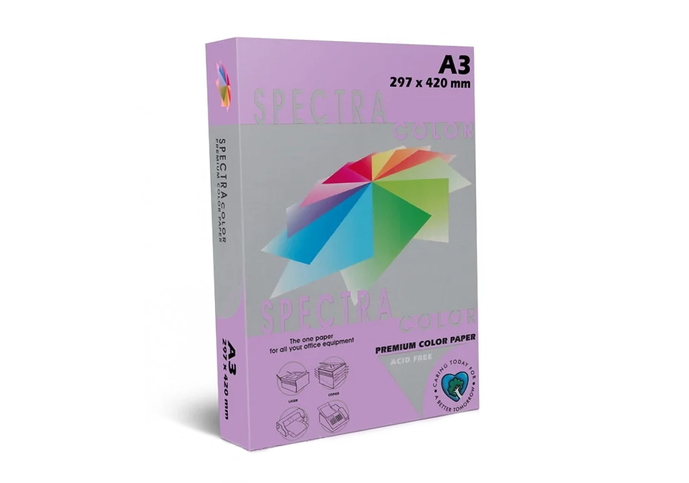 Бумага цветная Color A4 пастель 75г./м2. Lavender, 500листов, лилов. Spectra Color - фото 2