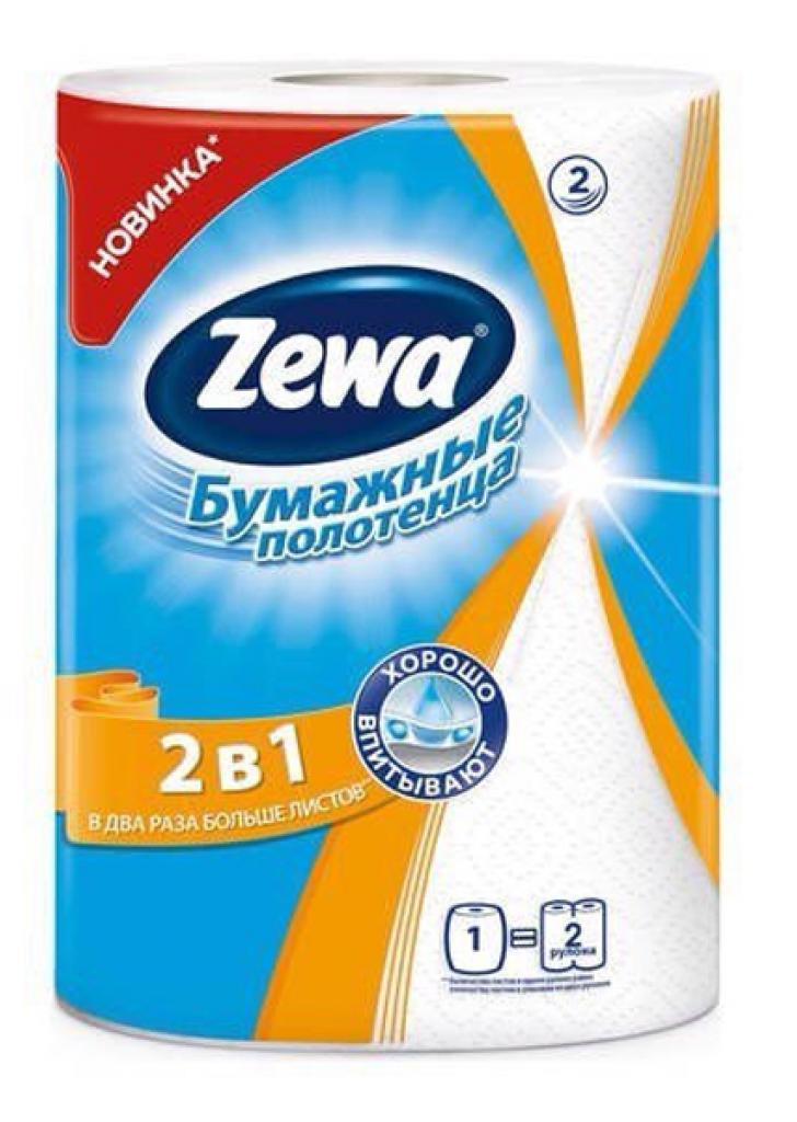 Полотенца рулонные 2 в1, 2-х сл., целлюлоза,(25*23см.) 1шт., бел. ZEWA - фото 1