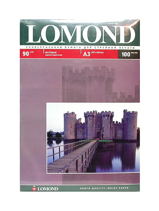 Фотобумага матовая А3, 90гр./м2., 100листов Lomond - фото 1
