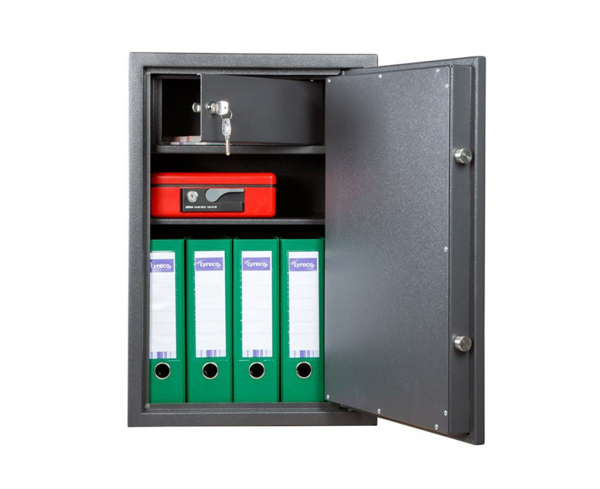 Сейф офисный (650*435*360мм.) ключевой замок, 1 полка, внутреннее отделение, TSN.65T, темно-сер. AIKO - фото 2