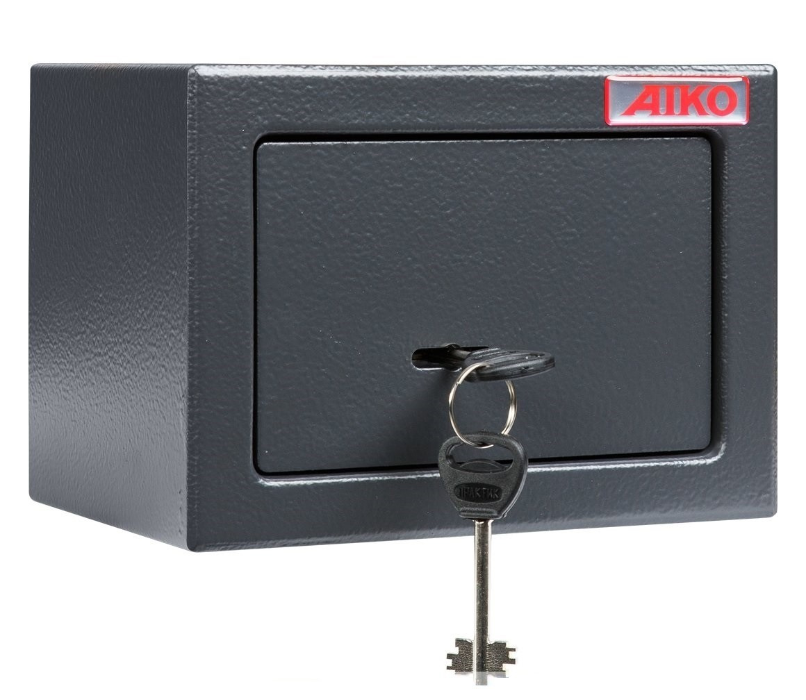 Сейф мебельный (140*195*140мм.) ключевой замок, 1 дверь, 1 полка, T-140 KL, графит AIKO - фото 2
