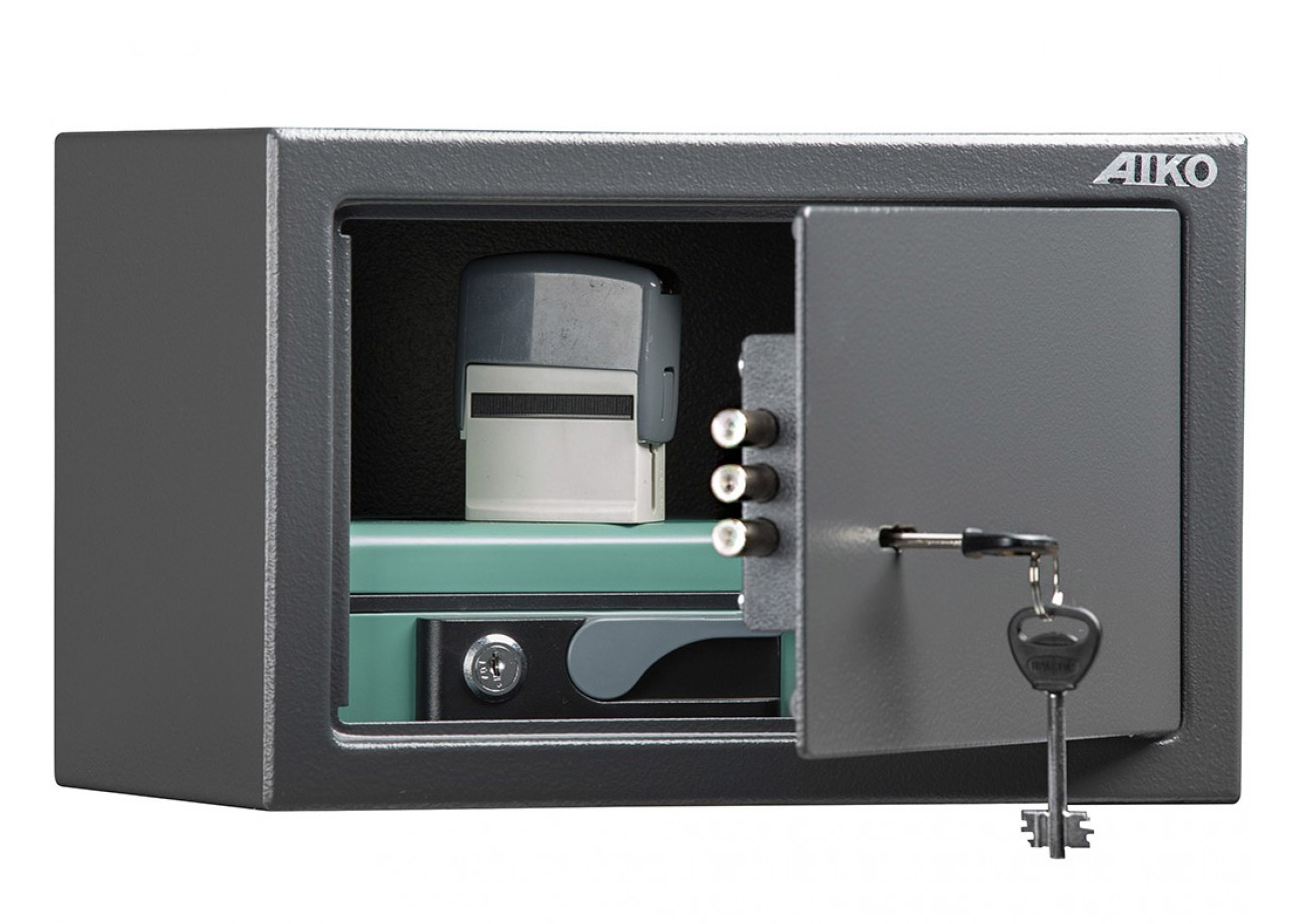 Сейф мебельный (200*310*200мм.) ключевой замок, 1 дверь, T-200 KL, графит AIKO - фото 2